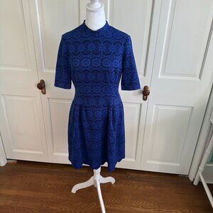 Vince Camuto Size 8 Royal Blue High Neck Dress